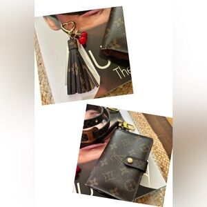 Louis Vuitton Kisslock Wallet and Fashion Handmade Bag Charm in Monogram Set